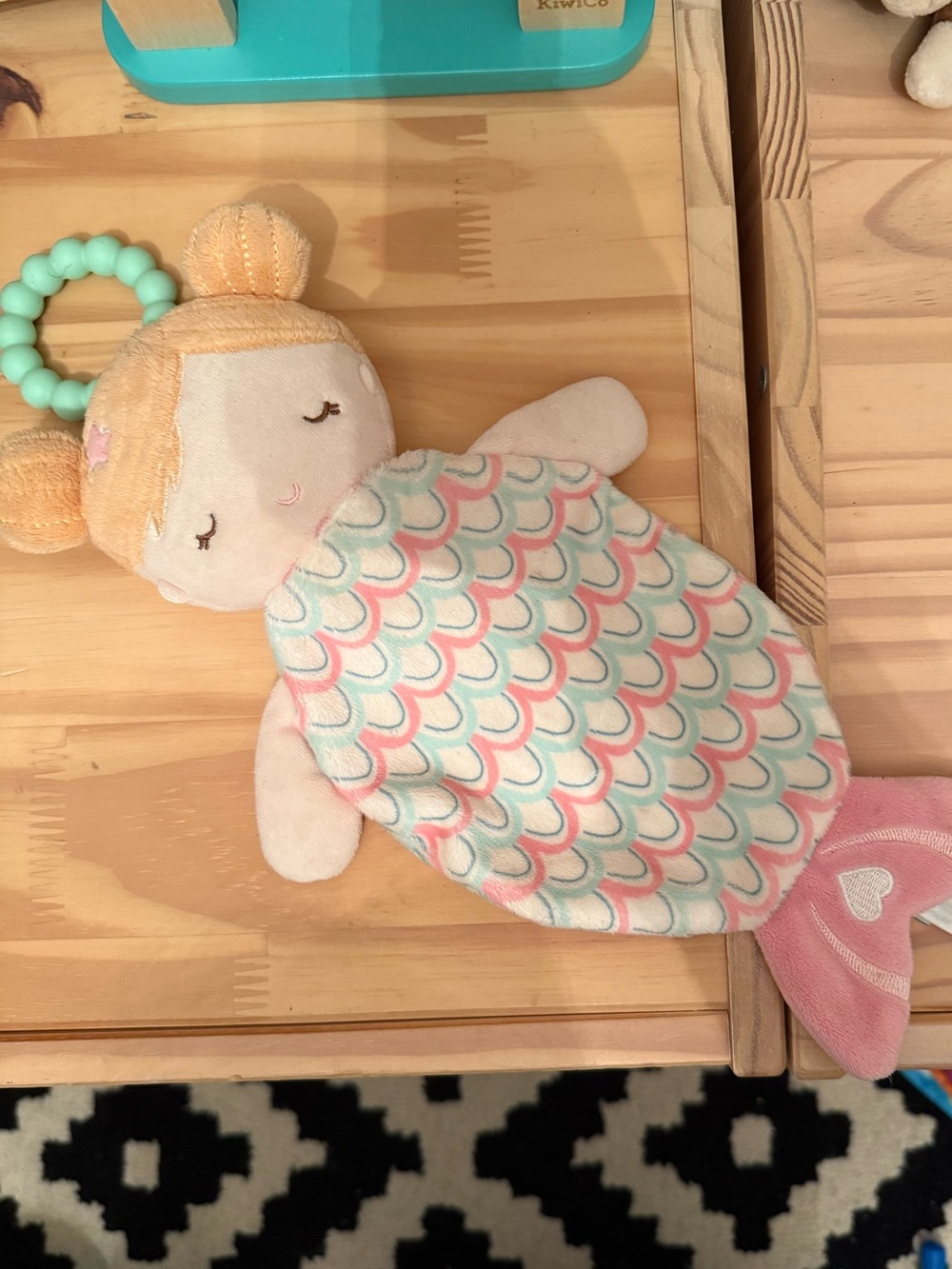 Douglas Baby Plush Mermaid Lovey with Teething Ring - Pastel Pink & Mint